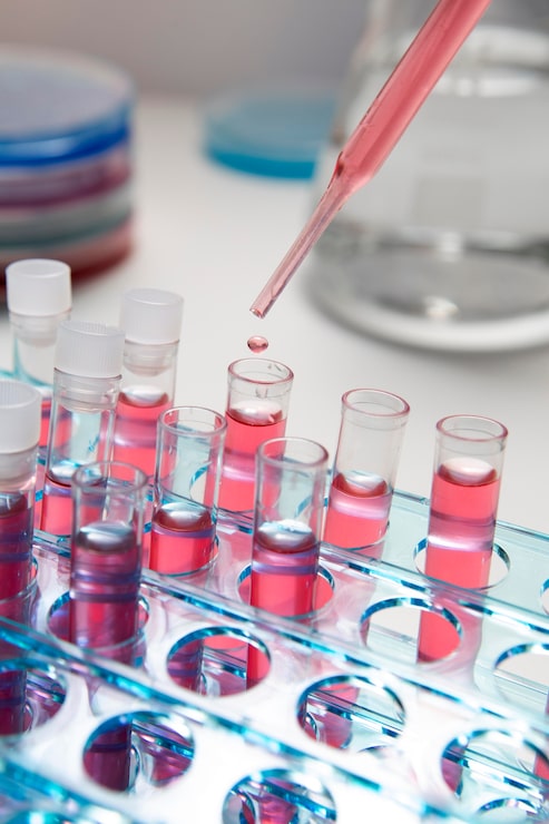 Laboratory samples prepared for DUTCH hormone testing to evaluate hormone and adrenal health.