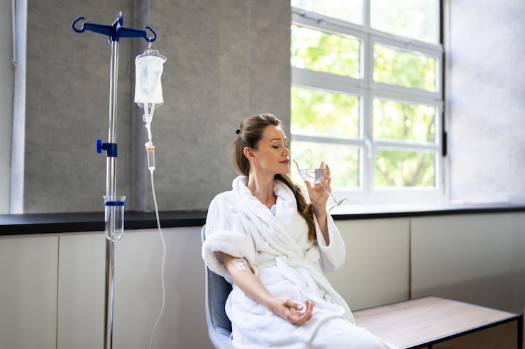 Healthcare provider administering IV nutrient therapy for energy and wellness support.